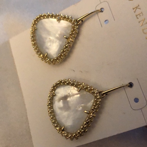 Kendra Scott Framed Kendall Drop Earrings With Ivory Mother Of Pearl NWT - Picture 9 of 12